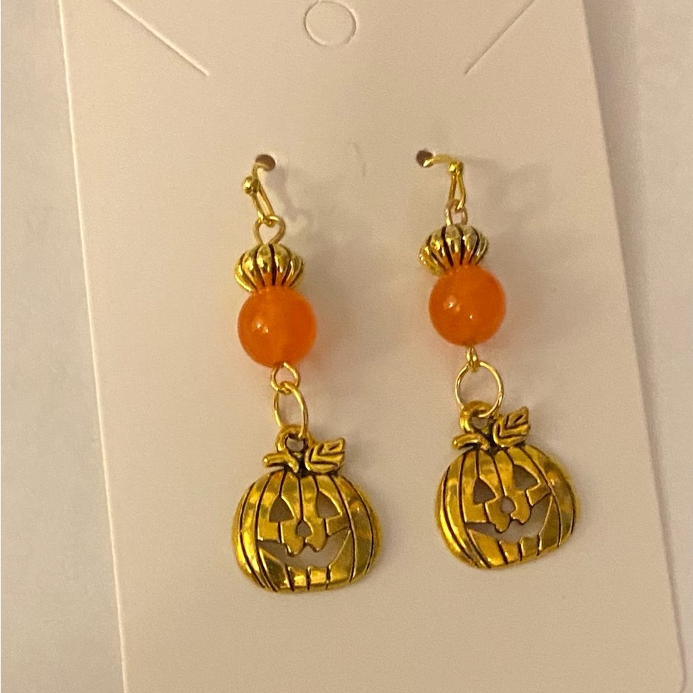 Orange Jade Pumpkin earrings FIRM!